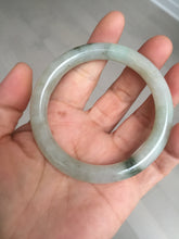 Load image into Gallery viewer, 54.2mm certified 100% natural type A certified light green with floating seaweed round cut jadeite jade bangle BM62-6610
