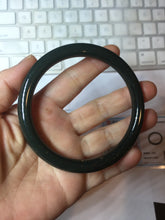 Load image into Gallery viewer, 64.4mm certified 100% Natural dark green/black meteorite Stellar Night sky round cut nephrite bangle HN118-0596