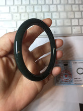 Load image into Gallery viewer, 64.4mm certified 100% Natural dark green/black meteorite Stellar Night sky round cut nephrite bangle HN118-0596