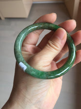 Load image into Gallery viewer, 55.5mm certified 100% natural Type A sunny green, oily dark green gray brown black Mountain After Rain(空山如洗) round cut jadeite jade bangle AZ174-1026