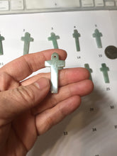 Load image into Gallery viewer, 100% Natural type A light green gray jadeite Jade Hand-held cross or cross pendant necklace PA208