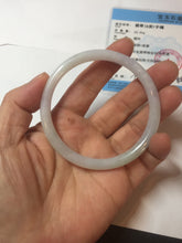 Load image into Gallery viewer, 56.8mm certified Type A 100% Natural light green/white/purple slim round cut Jadeite Jade bangle E135-3951