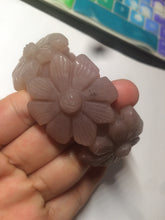 Load image into Gallery viewer, 54mm 100% natural light red/purple/white Quartzite (Shetaicui jade) carved galsang flower(格桑花) bangle XY96