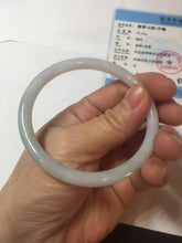 Load image into Gallery viewer, 56.8mm certified Type A 100% Natural light green/white/purple slim round cut Jadeite Jade bangle E135-3951