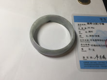 Load image into Gallery viewer, 52mm certified 100% natural Type A light green white purple gray with green floating flowers thin jadeite bangle PF57-5619