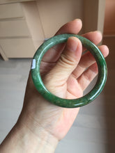 Load image into Gallery viewer, 55.5mm certified 100% natural Type A sunny green, oily dark green gray brown black Mountain After Rain(空山如洗) round cut jadeite jade bangle AZ174-1026