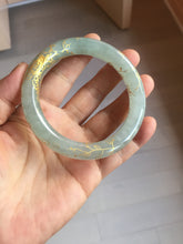 Load image into Gallery viewer, 56.5mm 100% Natural type A light green white carved and golden-painted chubby round cut Jadeite Jade bangle PA170-2942