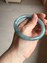 Load image into Gallery viewer, 55.5mm Certified Type A 100% Natural dark green/purple/gray round cut Jadeite bangle AA127-6935