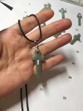 Load image into Gallery viewer, 100% Natural type A light green gray jadeite Jade Hand-held cross or cross pendant necklace PA208