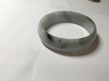 Load image into Gallery viewer, 52mm certified 100% natural Type A light green white purple gray with green floating flowers thin jadeite bangle PF57-5619