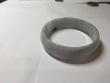 Load image into Gallery viewer, 52mm certified 100% natural Type A light green white purple gray with green floating flowers thin jadeite bangle PF57-5619