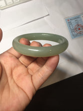 Load image into Gallery viewer, 54.5mm certified 100% Natural icy watery dark green gray nephrite bangle HN154-9685