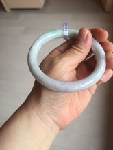 Load image into Gallery viewer, 59mm certified 100% natural type A light green/white/purple slim round cut jadeite jade bangle PC34-2674