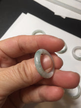 Load image into Gallery viewer, 100% natural type A icy watery green/white/yellow/purple jadeite jade band ring group R111