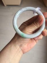 Load image into Gallery viewer, 59mm certified 100% natural type A light green/white/purple slim round cut jadeite jade bangle PC34-2674