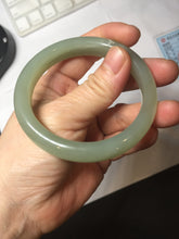 Load image into Gallery viewer, 54.5mm certified 100% Natural icy watery dark green gray nephrite bangle HN154-9685