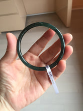 Load image into Gallery viewer, 59.5mm Certified Type A 100% Natural dark green/blue/gray Guatemala slim round cut Jadeite bangle BP200-5524