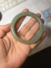 Load image into Gallery viewer, 54.5mm certified 100% Natural icy watery dark green gray nephrite bangle HN154-9685