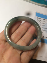 Load image into Gallery viewer, 49mm Certified Type A 100% Natural dark green/gray oval Jadeite Jade bangle AX4-2872