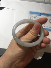 Load image into Gallery viewer, 47mm certified 100% natural Type A icy watery light green white oval jadeite jade bangle AU43-8151