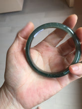 Load image into Gallery viewer, 58.6mm Certified Type A 100% Natural dark green/blue/gray/black with flying snow Guatemala Jadeite bangle BS155-0123