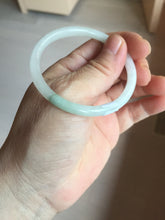 Load image into Gallery viewer, 51mm certified 100% natural type A icy watery light green/white slim oval round cut jadeite jade bangle AD105-8115