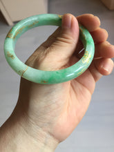 Load image into Gallery viewer, 58.5mm Certified 100% Natural type A icy watery green/light with green flying flowers carved and golden-painted Jadeite Jade bangle PA166-4652