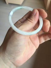 Load image into Gallery viewer, 51mm certified 100% natural type A icy watery light green/white slim oval round cut jadeite jade bangle AD105-8115
