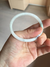 Load image into Gallery viewer, 51mm certified 100% natural type A icy watery light green/white slim oval round cut jadeite jade bangle AD105-8115