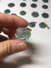 Load image into Gallery viewer, 100% Natural type A icy watery blue green gray Guatemala jadeite Rose Pendant group BP181