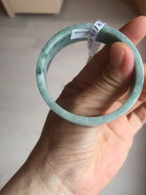 Load image into Gallery viewer, 52.8mm Certified type A 100% Natural green with green floating flowers Jadeite Jade square bangle PC36-0408