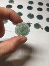Load image into Gallery viewer, 100% Natural type A icy watery blue green gray Guatemala jadeite Rose Pendant group BP181