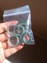 Load image into Gallery viewer, 17.7mm 7 1/2 100% natural type A icy watery green/blue icy watery Guatemala jadeite jade band ring group BP77