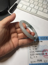 Load image into Gallery viewer, 53.4mm Certified Type A 100% Natural icy watery light green white roung cut jadeite Jade bangle AU51-8147
