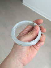 Load image into Gallery viewer, 57.7mm certificated Type A 100% Natural icy watery light green/white with dark green floating flowers Jadeite Jade bangle AD103-5251