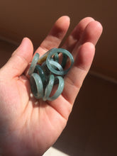 Load image into Gallery viewer, 17.9mm 7 3/4 100% natural type A icy watery green/blue Guatemala jadeite jade band ring group BP76