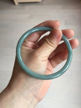 Load image into Gallery viewer, 63mm Certified Type A 100% Natural Light Blue Green Gray Ru Kiln Sky Celadon Blue (汝窑天青蓝) Guatemala Jadeite Jade Slim Round Bangle AZ167-8632
