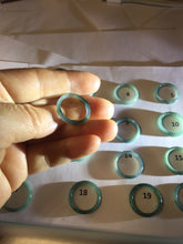 Load image into Gallery viewer, 16.5mm size 6 100% natural type A icy watery green/blue icy watery Guatemala jadeite jade band ring group PA256