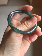 Load image into Gallery viewer, 50.5mm Certified Type A 100% Natural dark green/blue/gray Guatemala slim round cut oval Jadeite bangle BP195-2469