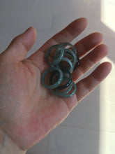 Load image into Gallery viewer, 17.9mm 7 3/4 100% natural type A icy watery green/blue Guatemala jadeite jade band ring group BP76