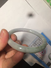 Load image into Gallery viewer, 57.6mm certificated Type A 100% Natural light green/dark green/purple slim round cut Jadeite Jade bangle BG53-2960