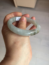 Load image into Gallery viewer, 56.5mm 100% natural type A icy watery light green/brown/black seaweed jadeite jade bangle Q139-5250