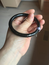 Load image into Gallery viewer, 58.5mm 100% Natural dark green/black meteorite Stellar Night sky round cut nephrite bangle HF105-8794
