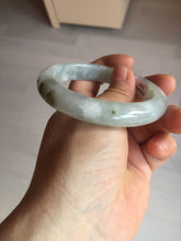 Load image into Gallery viewer, 56.5mm 100% natural type A icy watery light green/brown/black seaweed jadeite jade bangle Q139-5250