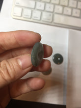 Load image into Gallery viewer, 21.6mm Type A 100% Natural oily dark green gray black(老油青) Jadeite Jade Safety Guardian Button donuts couple pendant PB196