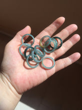 Load image into Gallery viewer, 17.9mm 7 3/4 100% natural type A icy watery green/blue Guatemala jadeite jade band ring group BP76