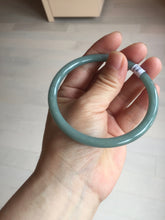 Load image into Gallery viewer, 63mm Certified Type A 100% Natural Light Blue Green Gray Ru Kiln Sky Celadon Blue (汝窑天青蓝) Guatemala Jadeite Jade Slim Round Bangle AZ167-8632