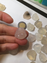 Load image into Gallery viewer, 100% natural icy clear warm light yellow/white agate happy Buddha pendant XY76 (add on item)