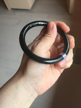 Load image into Gallery viewer, 58.5mm 100% Natural dark green/black meteorite Stellar Night sky round cut nephrite bangle HF105-8794