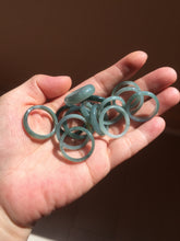 Load image into Gallery viewer, 18.1mm size 8 100% natural type A icy watery green/blue slim style Guatemala jadeite jade band ring group BP75